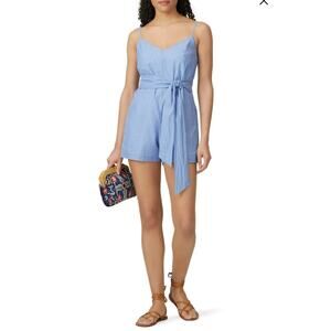 Club Monaco Blue And White Pinstriped Romper Size 4 Retro Coastal Resort Casual